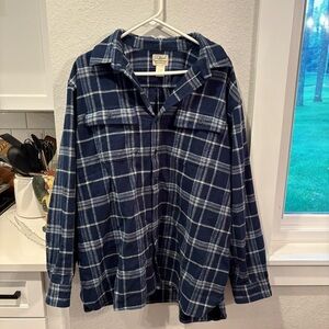 L.L. Bean Navy and White Plaid Men's Shirt